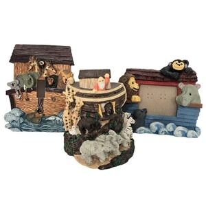 Noah's Ark Baby Nursery Decor‎ Lot- Photo Frame, Light Switch Plate & Figurine